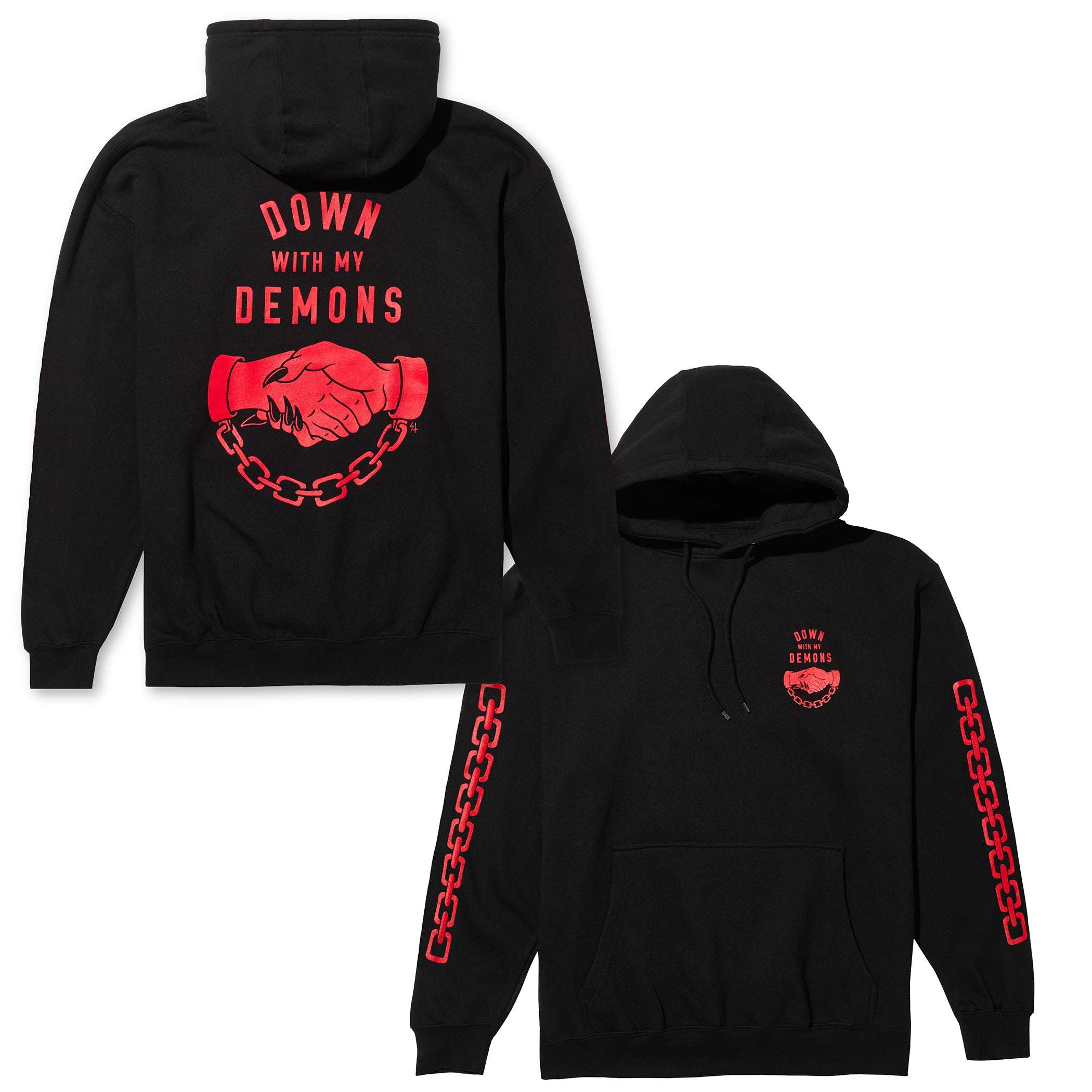 Down With My Demons Pullover Hoodie - Black - Lurking Class