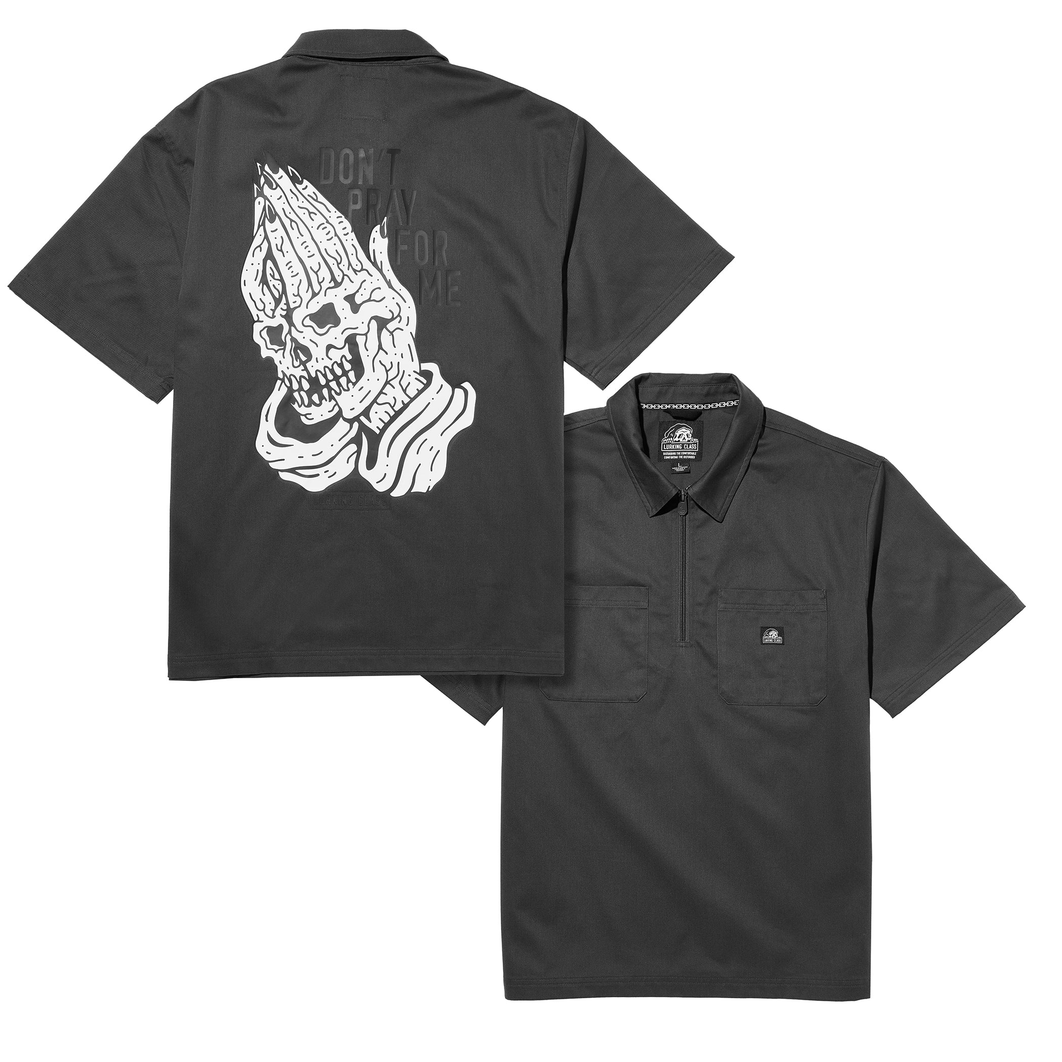 Don't Pray For Me Quarter Zip Work Shirt - Grey – Lurking Class