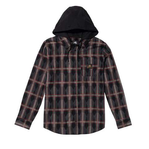 LC Coffin Plaid Hooded Flannel - Black/Red