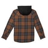 Lurker Hooded Flannel - Brown/Black Plaid