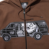 Stay In Your Lane Zip-Up Hoodie - Brown