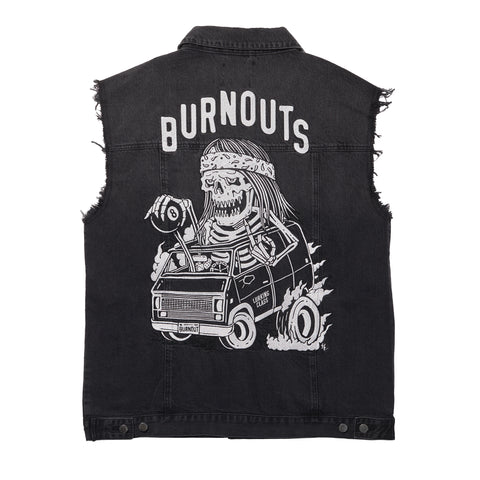 Burnouts Denim Vest - Washed Black