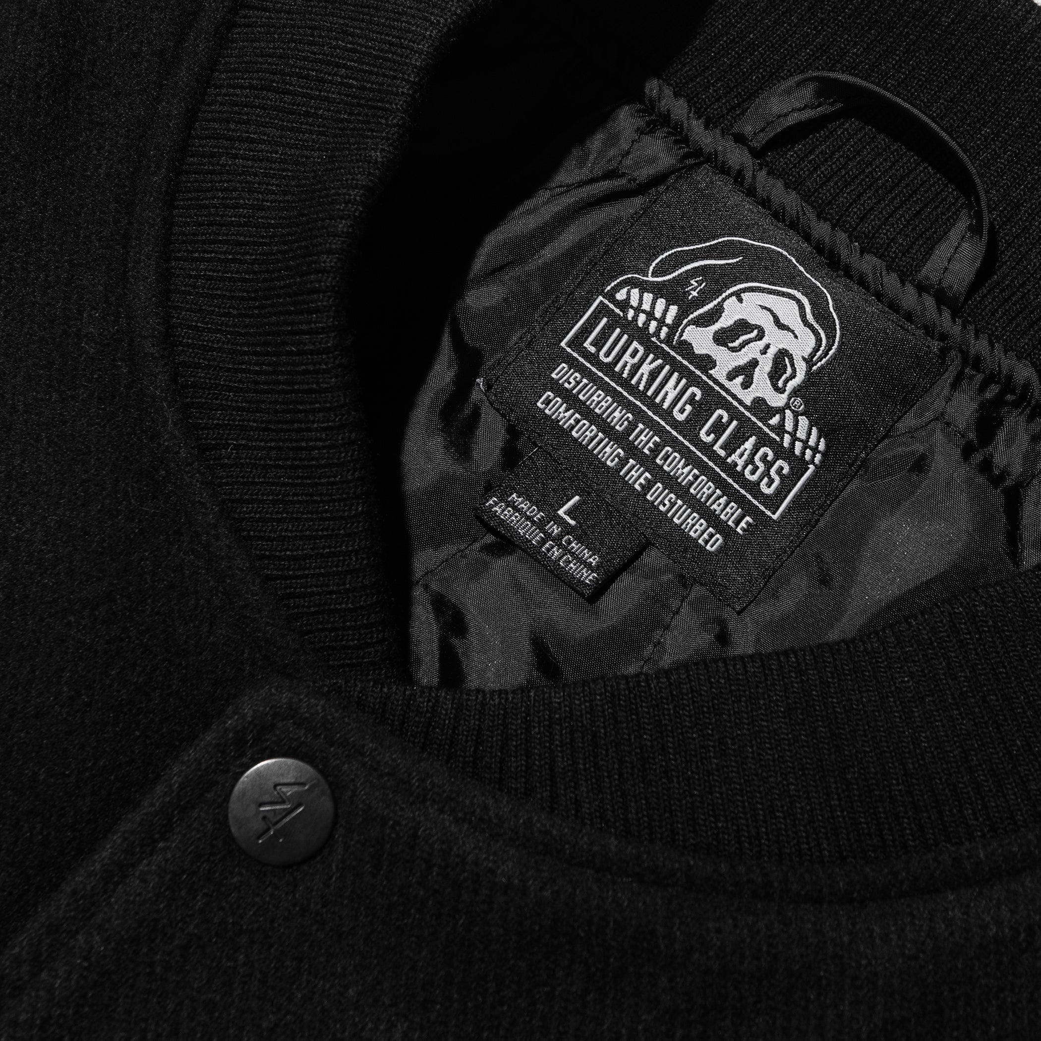 LC Box Logo Varsity Jacket - Black/White – Lurking Class