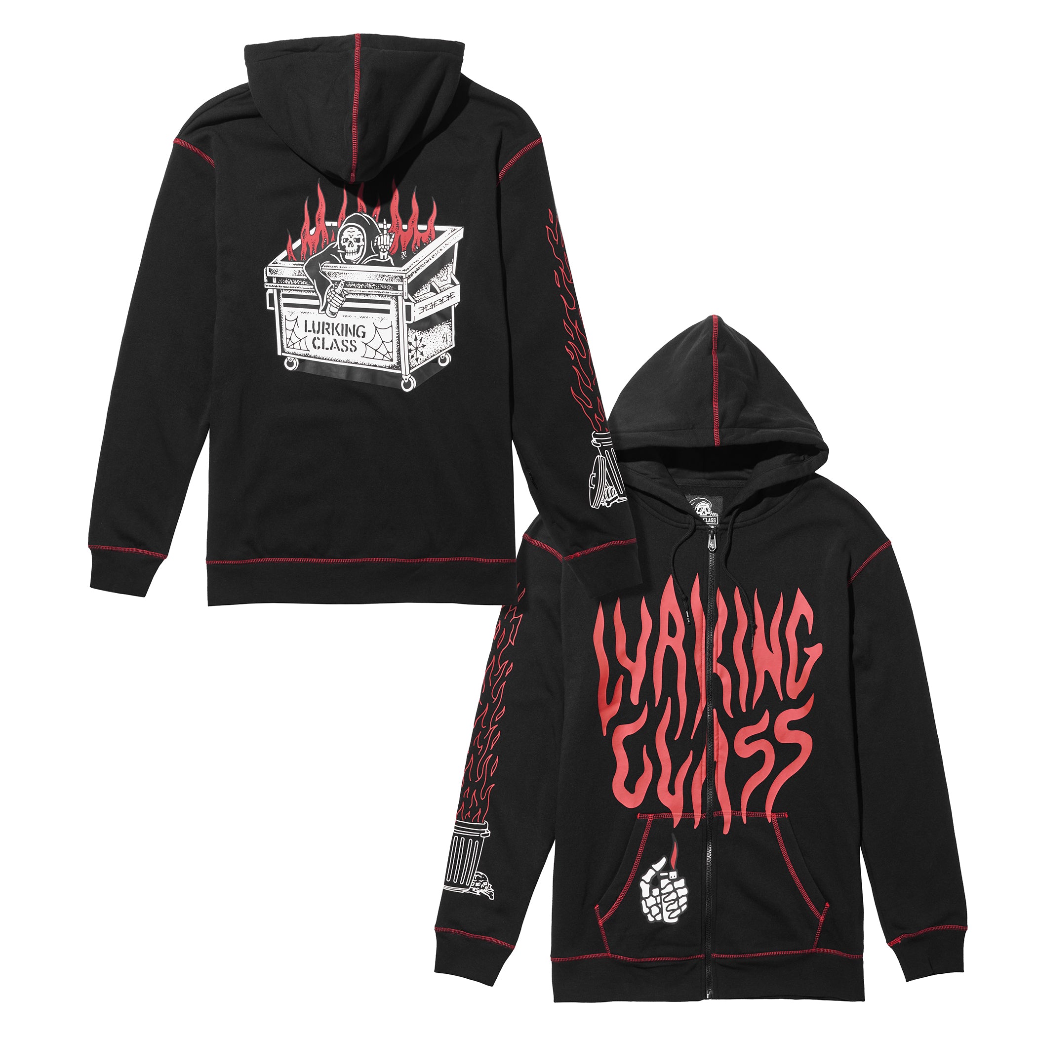Dumpster Fire Women's Zip Hoodie - Black – Lurking Class