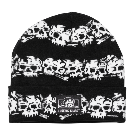 Skulls Stripe Beanie - Black