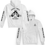Good Times Bad Friends Pullover Hoodie - White