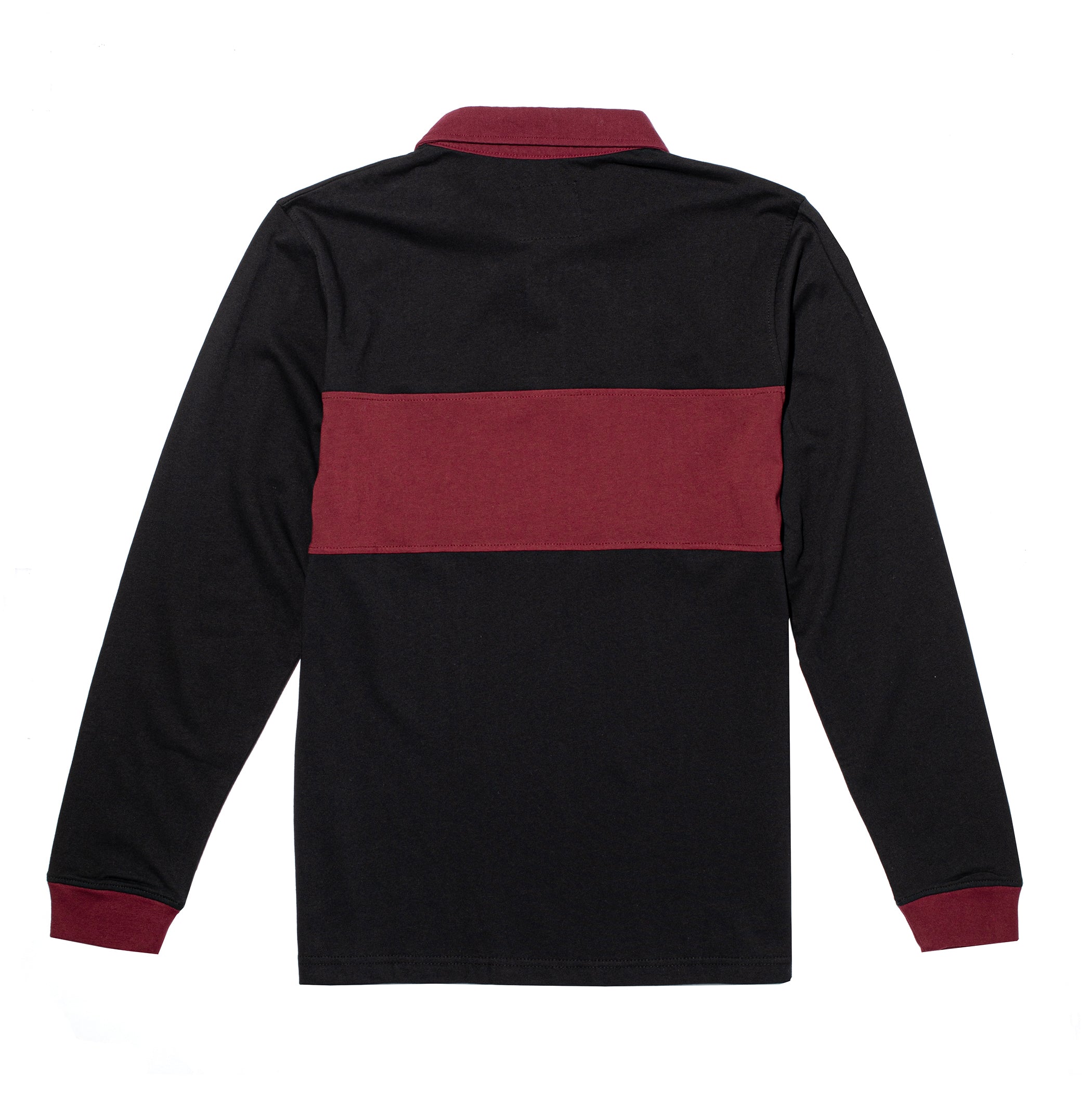 Crossed Long Sleeve Rugby Shirt Black/Burgundy Lurking Class