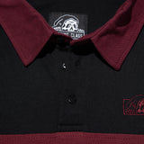 Crossed Long Sleeve Rugby Shirt - Black/Burgundy
