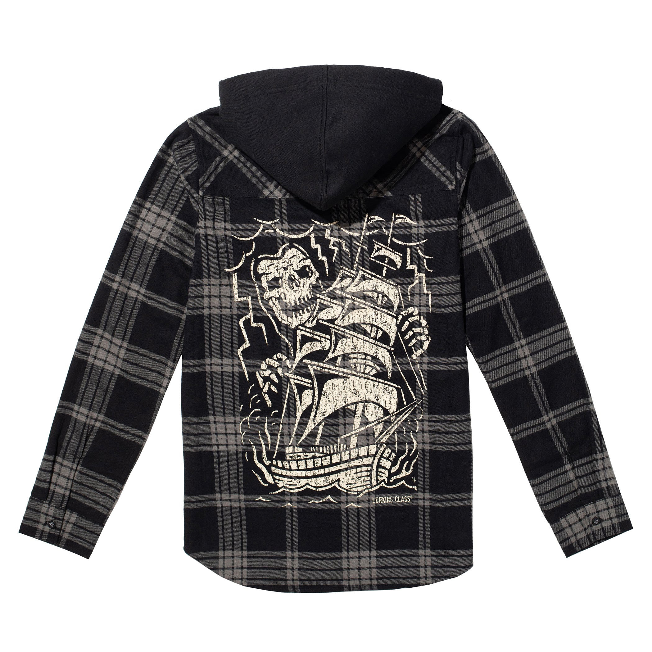 Loose Lips Women's Plaid Hooded Flannel - Black/Grey