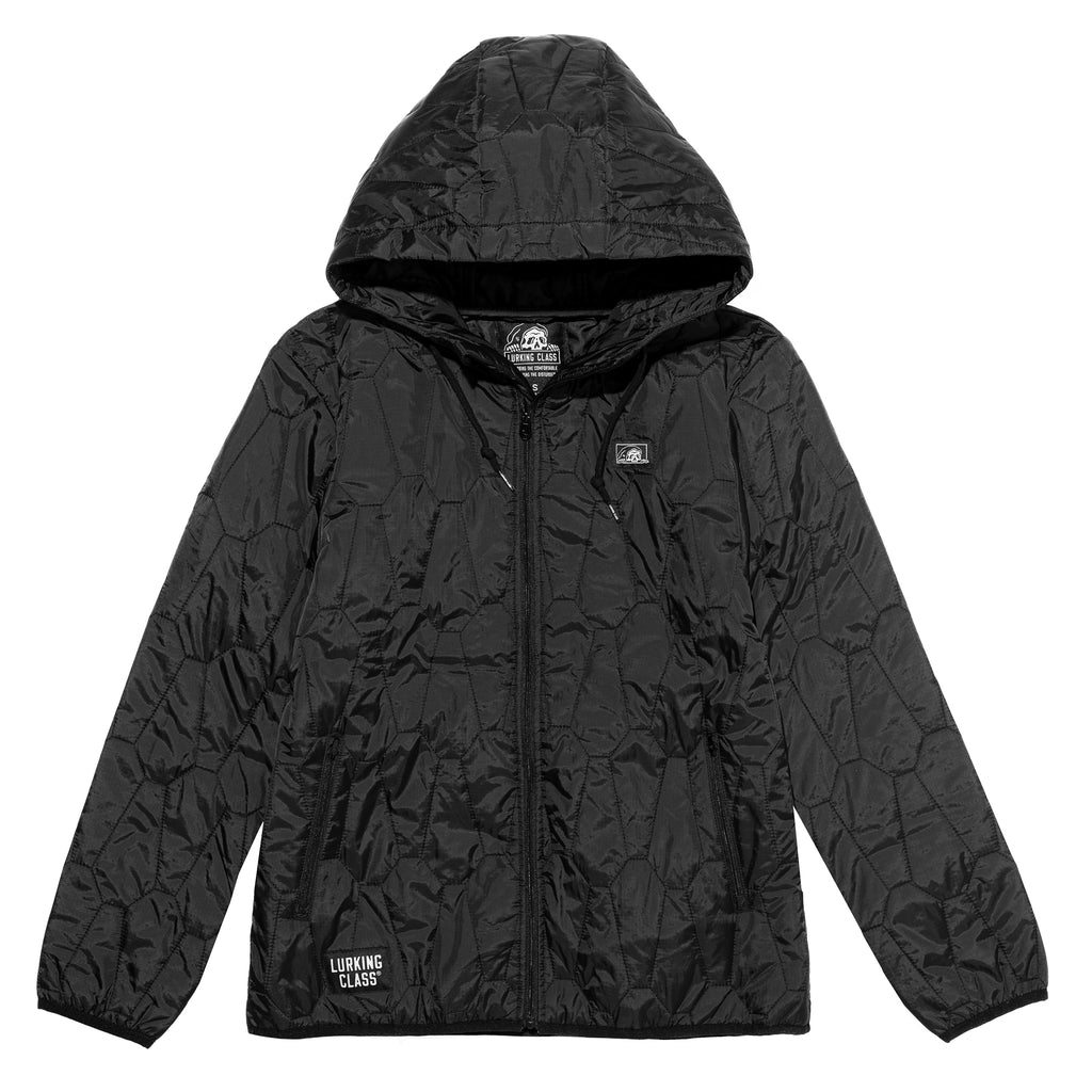 LC Coffins Women's Hooded Quilted Jacket - Black