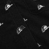 Lurker AOP Women's Cropped Short Sleeve Button Up Shirt - Black